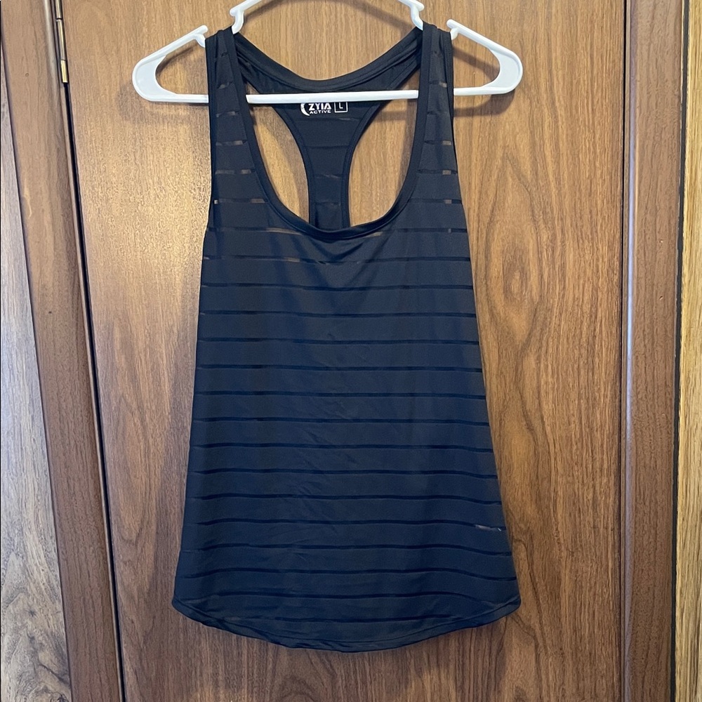 ZYIA Black Striped Tank Top